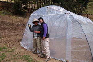 Percy and Juan by finished greenhouse by Secondary school, 4.7.15