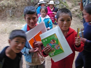 School books, pencils and paper provided by LED, Peru